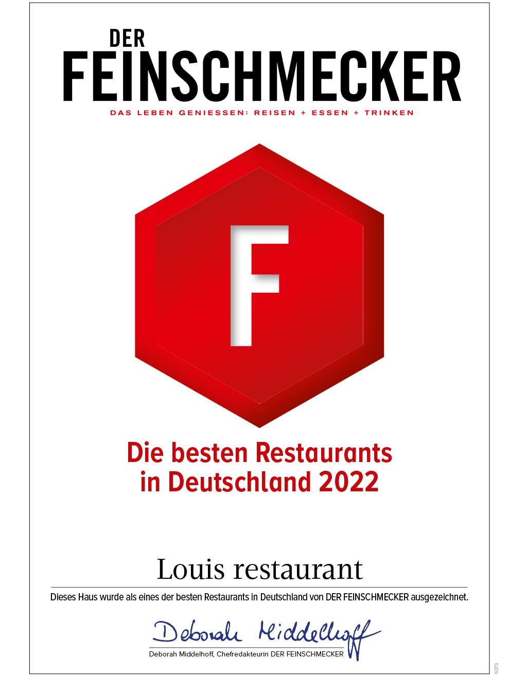 LA MAISON hotel Saarlouis - auszeichnung feinschmecker seezeitlodg hotel spa - prix